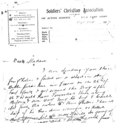 The letter sent by Charles Snelling to wife Alice. Picture: PA