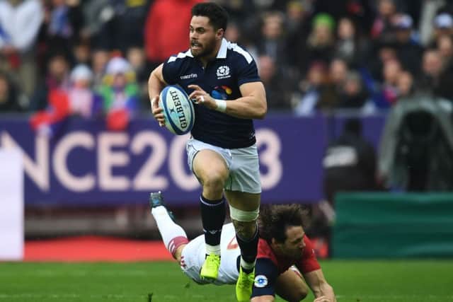 12/02/17 RBS SIX NATIONS 
  FRANCE V SCOTLAND 
  STADE DE FRANCE - PARIS 
  Scotland's Sean Maitland makes an early break