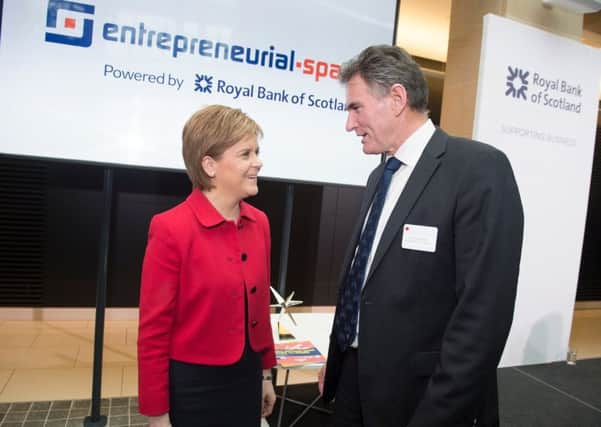 First Minister Nicola Sturgeon with RBS chief executive Ross McEwan. Picture: Warren Media