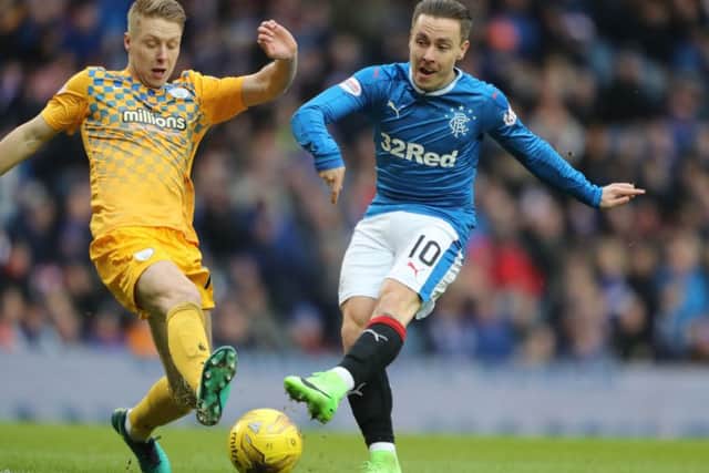 Rangers' Barrie McKay challenges Morton's Jamie Lindsay during the Ibrox side's Scottish Cup fifth round win. Picture: Andrew Milligan/PA Wire