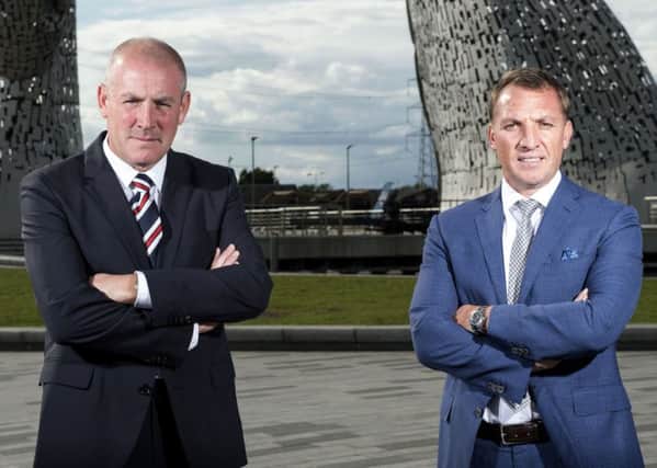 Brendan Rodgers, right, and Mark Warburton prior to the season starting. Picture: SNS