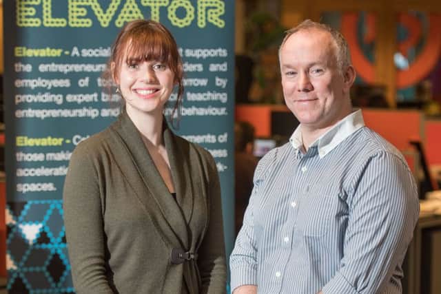 Elevator UK project manager Lynne Martin with Accelerator manager Andy Campbell at the launch in Dundee. Picture: Michal Wachucik/Abermedia