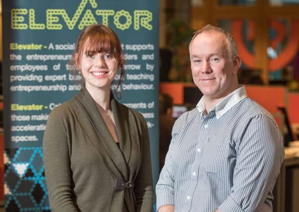 Elevator UK project manager Lynne Martin with Accelerator manager Andy Campbell at the launch in Dundee. Picture: Michal Wachucik/Abermedia
