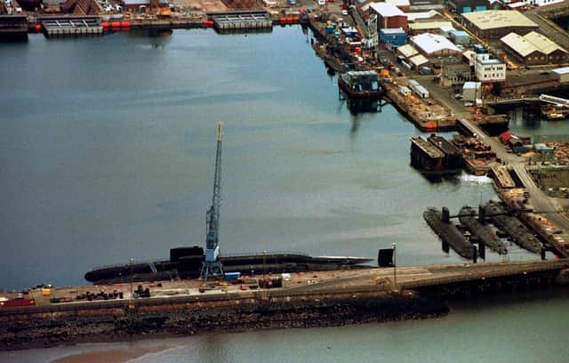 An aerial view of Rosyth Dockyard in 1997. Decommissioned nuclear submarines have been stored at the former naval base since 1980. Picture: Jeremy Stockton/TSPL