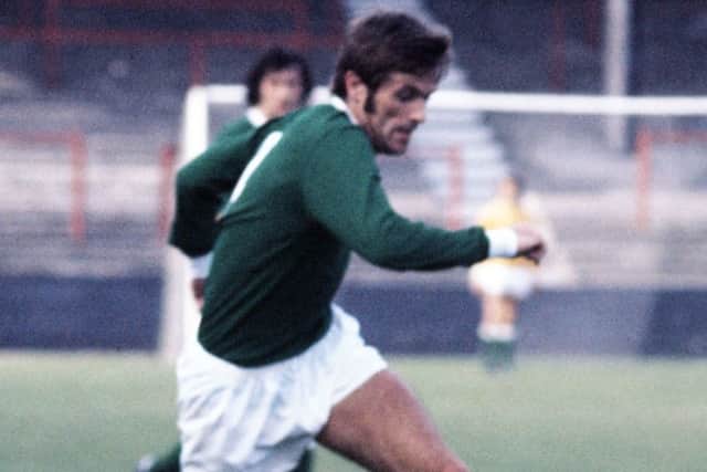Pat Stanton in action for Hibernian.
