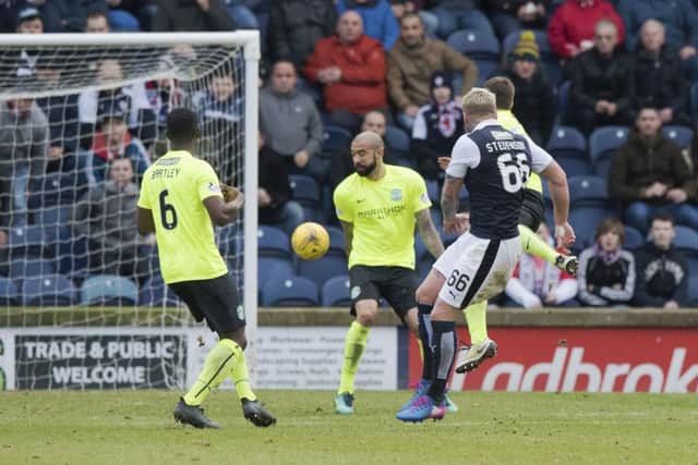 Ryan Stevenson's thunderbolt put Raith Rovers in front against Hibernian. Picture: SNS/Ross Parker
