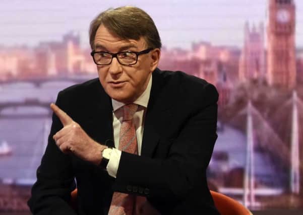 Labour former cabinet minister Lord Mandelson appearing on the BBC One current affairs programme, The Andrew Marr Show. Picture: Jeff Overs/BBC/PA Wire