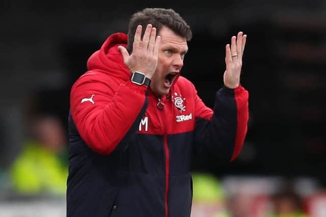 Graeme Murty vents his frustration during the 2-1 defeat at Dens Park yesterday. Picture: PA.