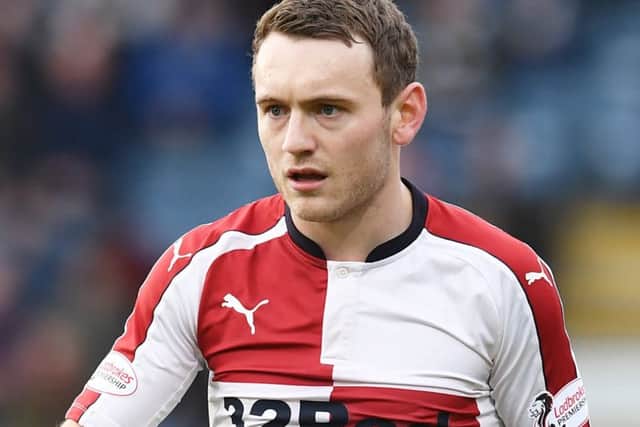 Rangers' Lee Hodson missing the club badge on his shirt. Picture: SNS