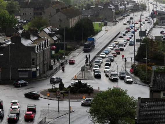 Traffic queuing at Aberdeen's notorious Haudagain roundabout on the A90. Picture: SWNS