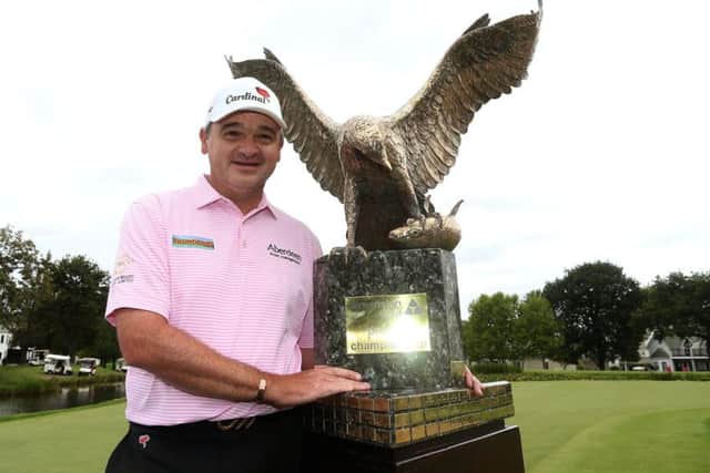 Paul Lawrie with the trophy after winning the Dimension Data Pro-Am at Montagu Golf Course, Fancourt . Picture: Petri Oeschger/Sunshine Tour/Gallo Images