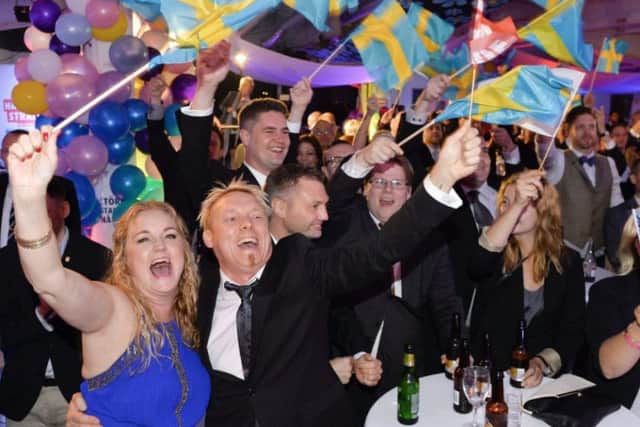 People celebrate at the election night party of the far-right Sweden Democrats in Stockholm, in September 2014. Picture: Getty Images