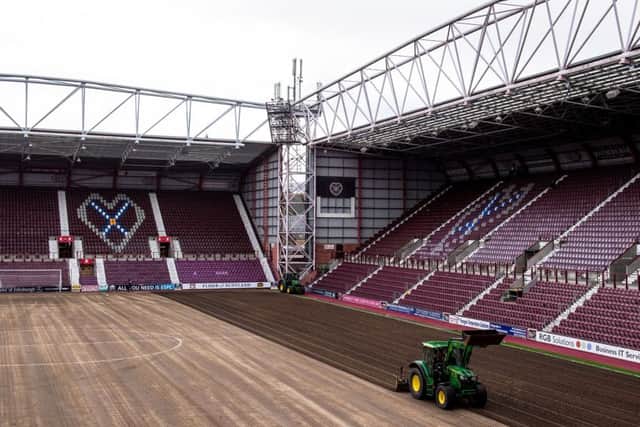 The Tynecastle pitch is being dug up and relaid in time for Hearts' match against Ross County next Wednesday. Picture: Ross Parker/SNS