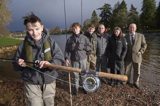 Melanie Smith, of Inverness College UHI, with Graham Mackenzie, Scott Mackenzie and junior casters Fraser Shanks, Jordan Grant and  Fraser Munro. Picture: Contributed