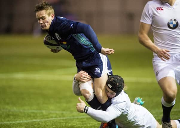 Darcy Graham in action for Scotland Under-20s against their English counterparts. Picture: SNS/SRU