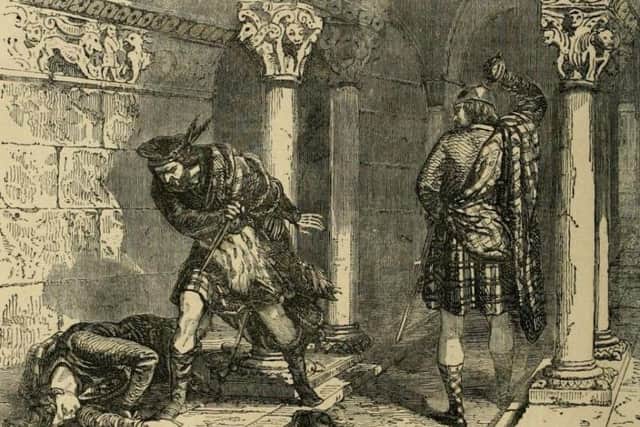 A contemporary 19th century depiction of the killing of John Comyn in the Greyfriars church in Dumfries. Picture: Wikimedia Commons
