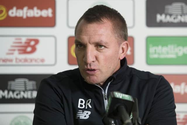 Celtic manager Brendan Rodgers speaks to the press ahead of his side's match with Hamilton on Saturday. Picture: SNS