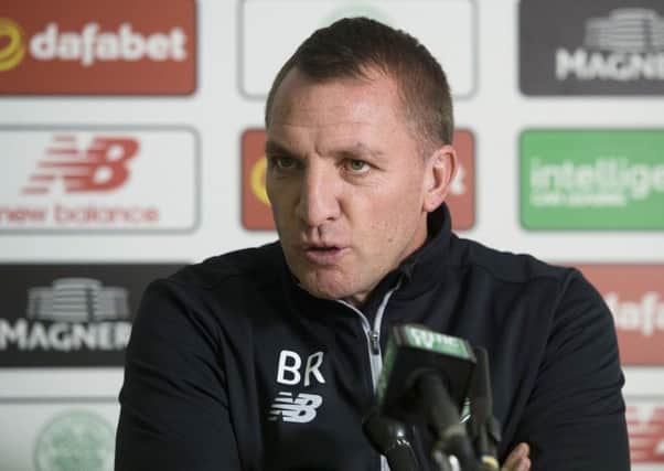 Celtic manager Brendan Rodgers speaks to the press ahead of his side's match with Hamilton on Saturday. Picture: SNS