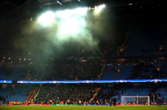 Celtic fans in the away end at the Etihad Stadium on December 6. Picture: Getty