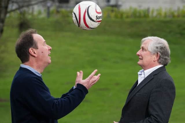 Andy Mitchell (left) and John Hutchison are planning to write a biography of John Hope, who founded the Foot-Ball Club of Edinburgh when he was 17. Picture: John Devlin