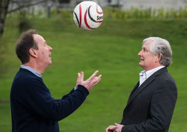 Andy Mitchell (left) and John Hutchison are planning to write a biography of John Hope, who founded the Foot-Ball Club of Edinburgh when he was 17. Picture: John Devlin