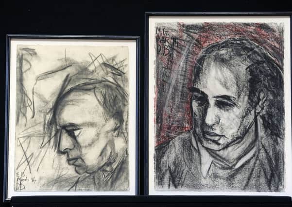 Two charcoal drawings of David Bowie's life-long friends and collaborators, Brian Eno (left) and Mike Garson (right) are attracting attention from the late singer's fans and art collectors.

 Picture: Neil Hanna