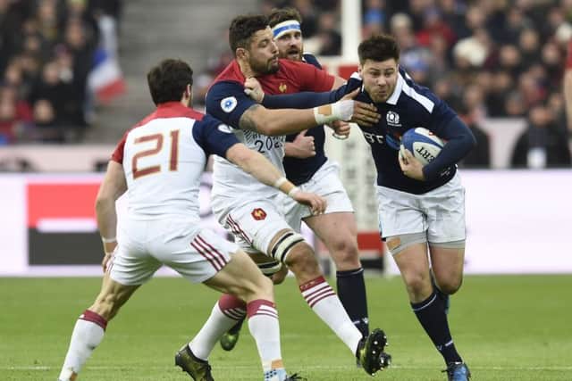 Scotland's Ali Price makes a break against France in Paris.
Picture: Ian Rutherford