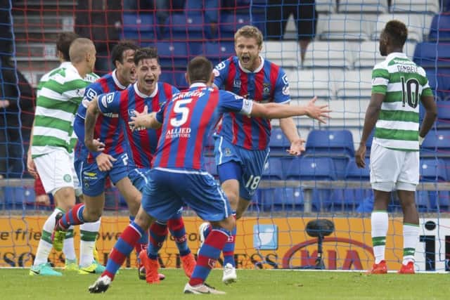 Alex Fisher celebrates his goal in Inverness Caley Thistles 2-2 draw with Celtic in September. Picture: Craig Williamson/SNS