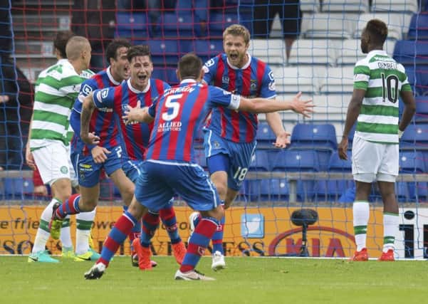Alex Fisher celebrates his goal in Inverness Caley Thistles 2-2 draw with Celtic in September. Picture: Craig Williamson/SNS