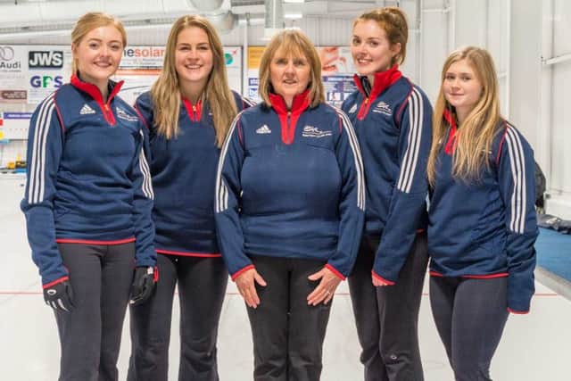 The Scotland team of Sophie Sinclair, Mili Smith, Cate Brewster (coach), Naomi Brown and Sophie Jackson won silver at the World Junior Curling Championships in Korea.
Picture: Tom J Brydone