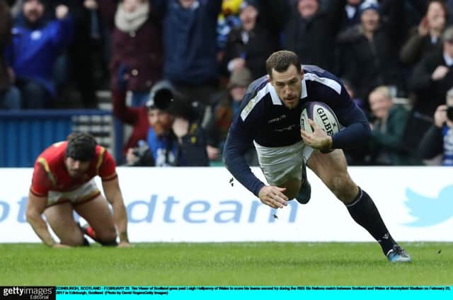 Tim Visser scores Scotland's second try.  Picture: David Rogers/Getty Images