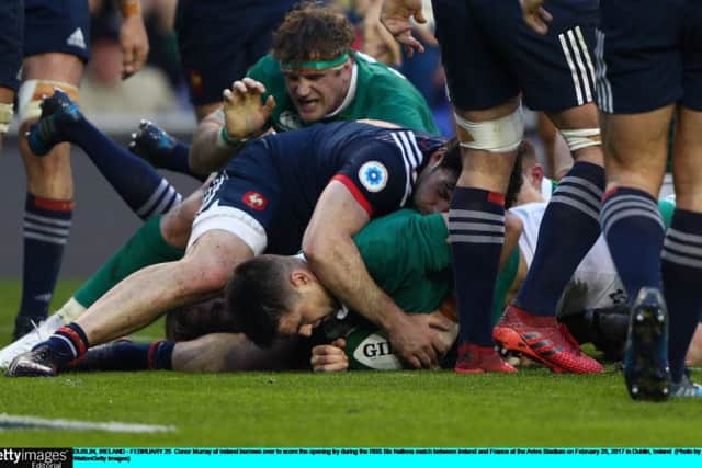 Ireland scrum-half Conor Murray touches down for the only try of the game. Picture: Ian Walton/Getty Images