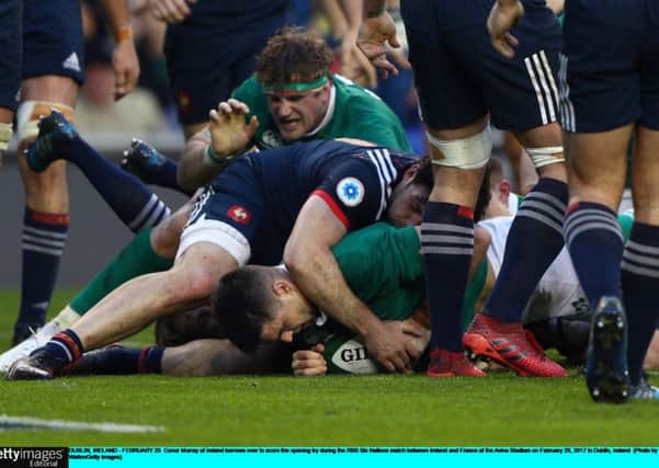 Ireland scrum-half Conor Murray touches down for the only try of the game. Picture: Ian Walton/Getty Images