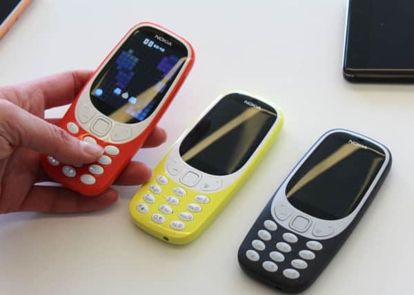 The new version of the Nokia 3310 which has been unveiled at the Mobile World Congress (MWC) in Barcelona. Picture: Martin Landi/PA Wire