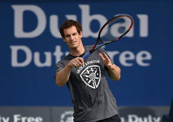 Andy Murray practises in Dubai. Picture: Tom Dulat/Getty Images