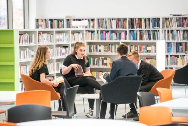 Pupils in the library at the new Portobello High School in Edinburgh. Picture: Ian Georgeson/JP Resell