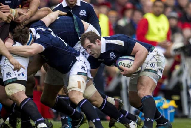 Fraser Brown in action for Scotland in the 29-13 victory over Wales at BT Murrayfield. Picture: Bill Murray/SNS