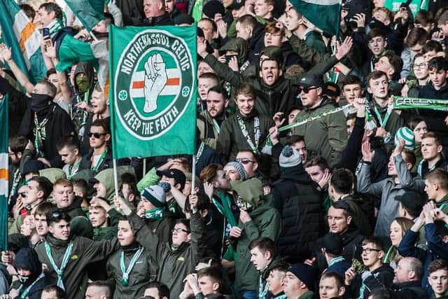 The Green Brigade. at Hampden Park. Picture: John Devlin.