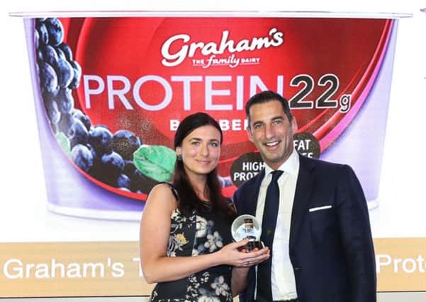 Graham's managing director Robert Graham picked up the award for the firm's Protein 22 snack. Picture: Contributed