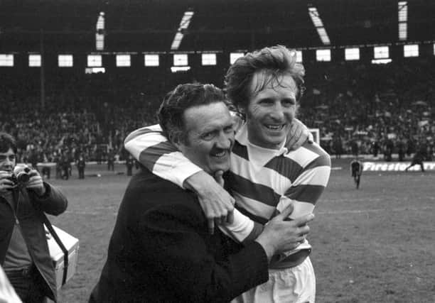 Jock Stein and Billy McNeill celebrate winning the Scottish Cup in 1974