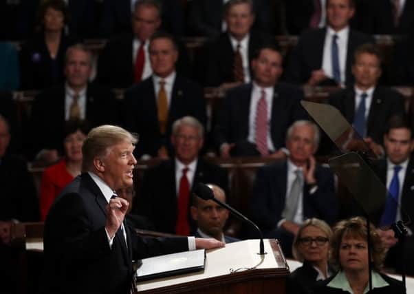 President Donald Trump addresses a joint session of the US Congress. Picture: Win McNamee/Getty Images