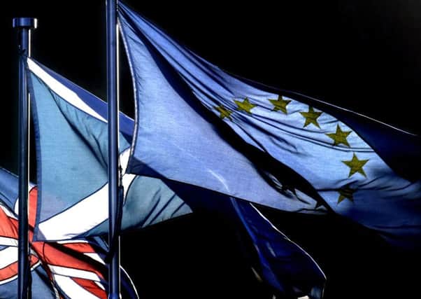 Edinburgh 12.12.06
The Union Jack, Scottish Saltire and the European Union flags flying outside the Scottish Parliament

Pic Neil Hanna
