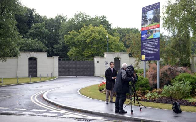 A general view of media outside the Charters Estate in Sunningdale, Berkshire, where Sir Cliff Richard has an apartment.