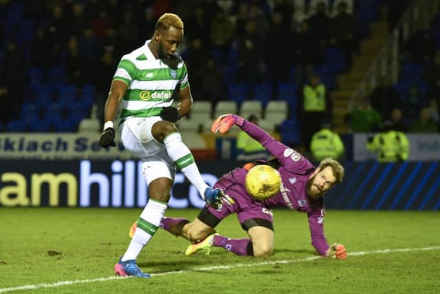 Celtic's Moussa Dembele scores his side's second goal. Picture: SNS