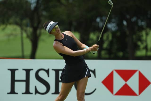 Michelle Wie on her way to a six-under-par 66 at Sentosa Golf Club. Picture: Getty Images