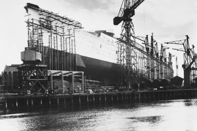 The Queen Mary under construction at James Brown & Company. Picture: Central Press/Hulton Archive/Getty