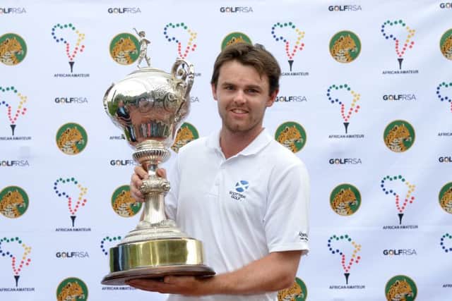 Liam Johnston with the African Amateur Championship trophy. Picture: Ernest Blignault