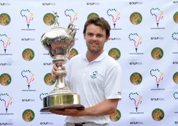 Liam Johnston with the African Amateur Championship trophy. Picture: Ernest Blignault