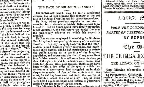 How the story appeared in The Scotsman, in 1852.