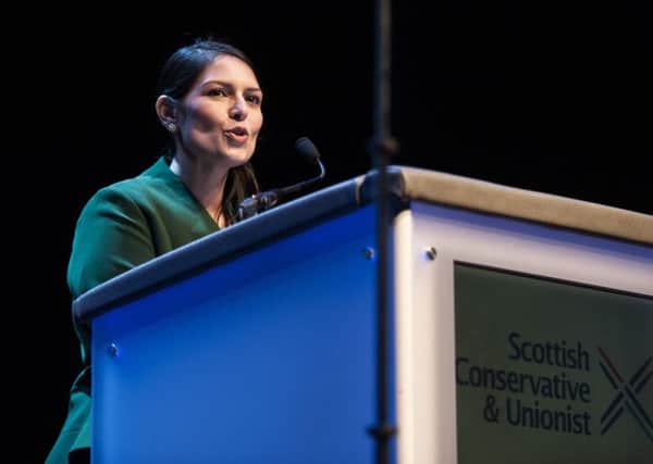 MP Priti Patel delivered her speech at the Scottish Conservative conference in the SECC, Glasgow. Picture; John Devlin